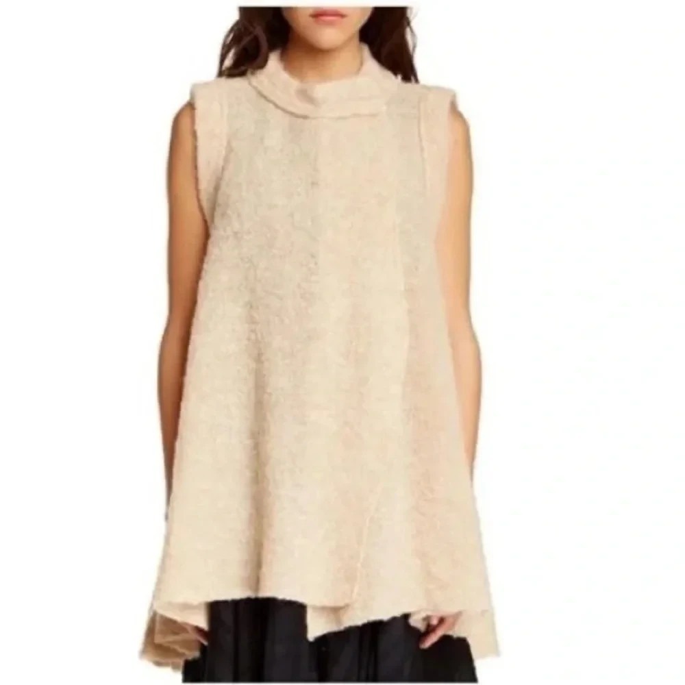 Free People Vest‎ Womens S Tan Stand And Deliver Alpaca Wool Blend Sweater Boho